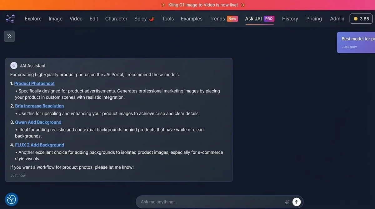 Ask JAI AI Assistant Interface