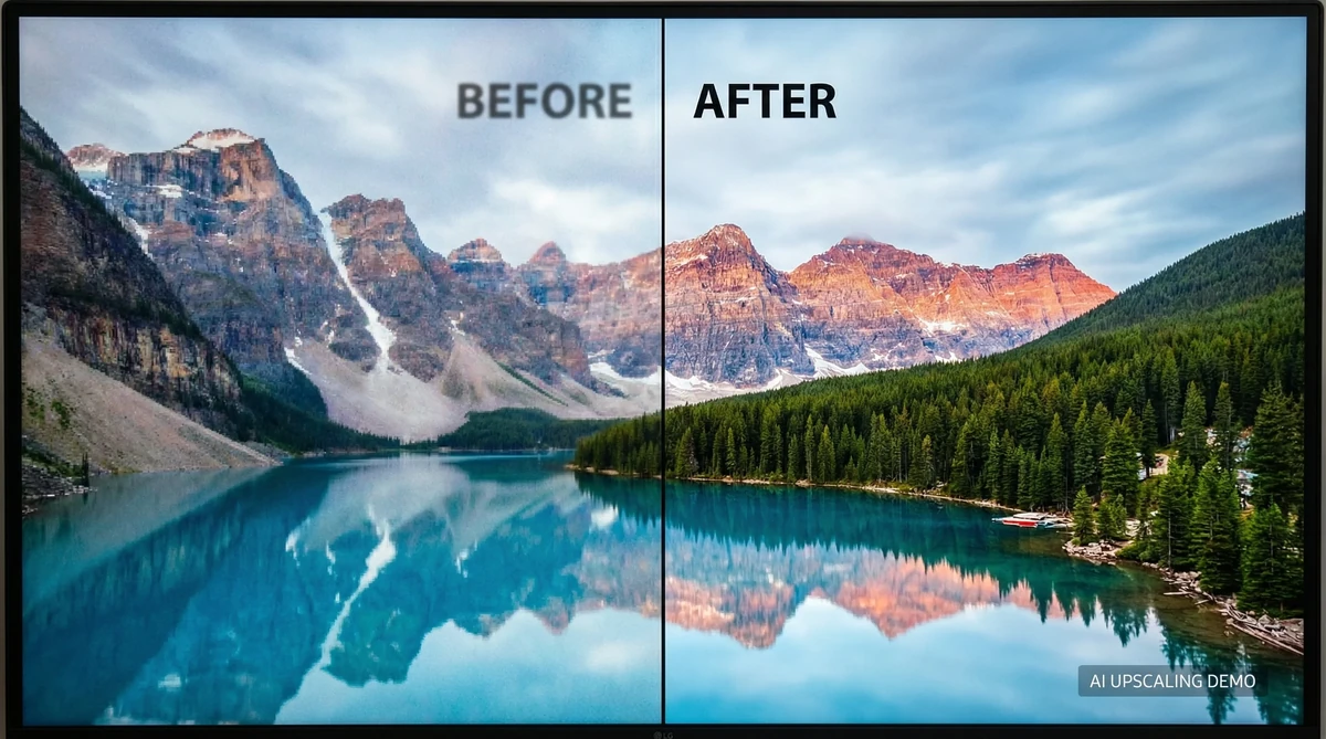 AI editing and upscaling before after example