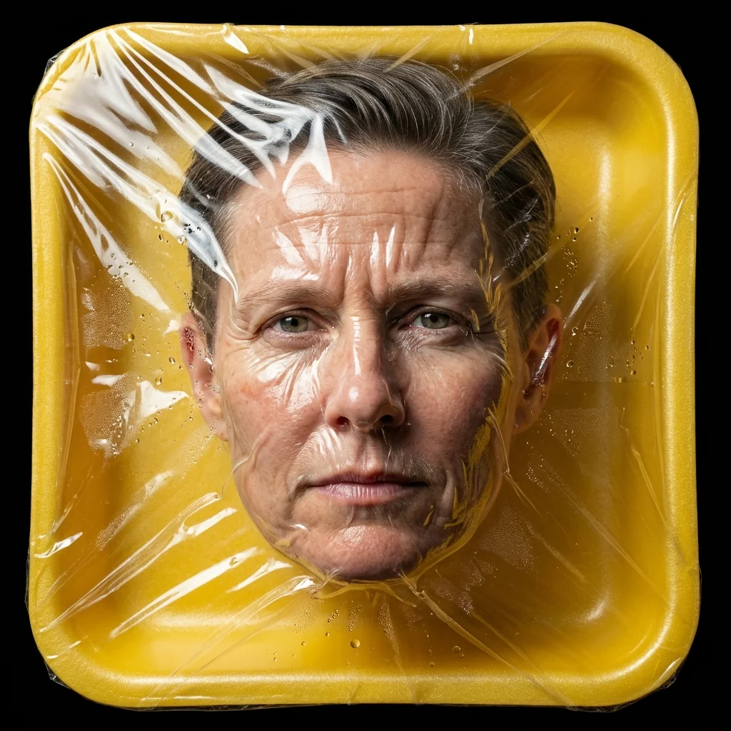 Output result for Fresh Sealed Portrait: Wrap Yourself in Transparent Plastic