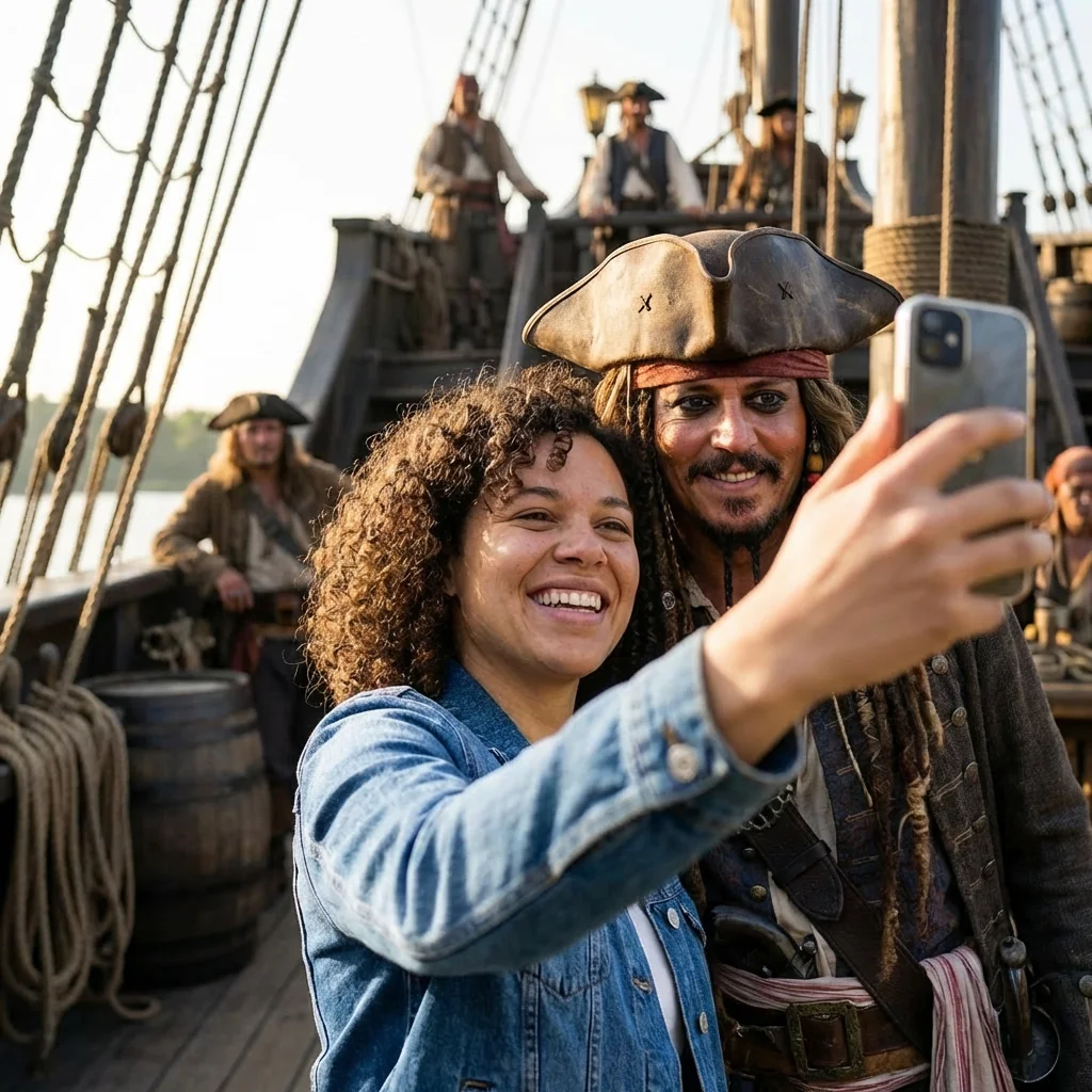 Output result for Pirate Adventure Selfie: Meet Captain Jack Sparrow on Set