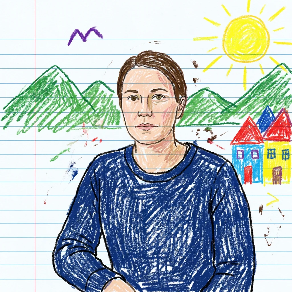 Output result for Childhood Art Style: Create a Crayon Drawing on Notebook Paper