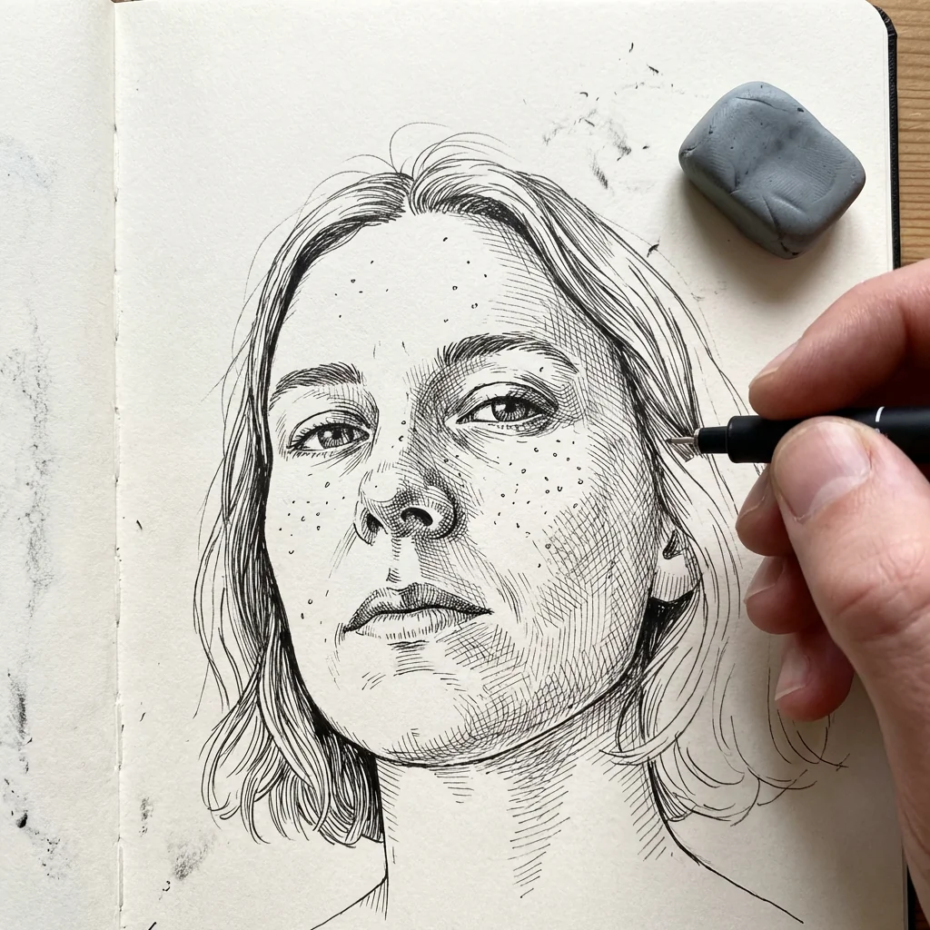 Output result for Artist's Notebook: Create a Hand-Drawn Ink Sketch Portrait
