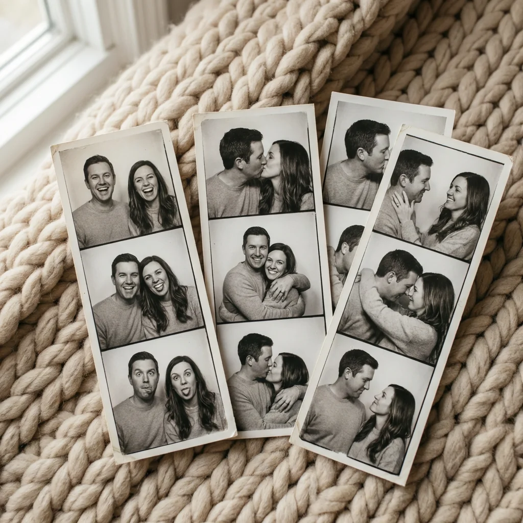 Output result for Nostalgic Romance Strips: Turn Your Couple Photos into Vintage Photo Booth Memories