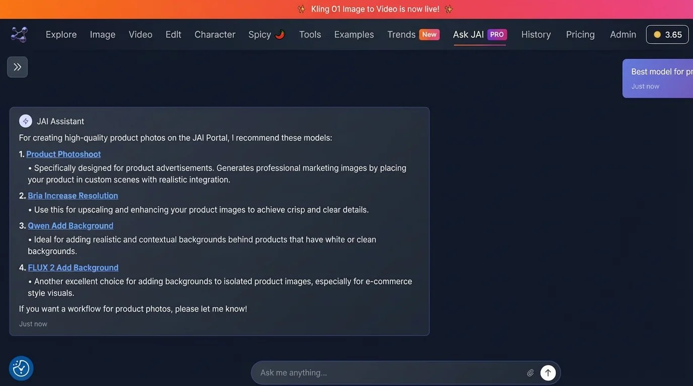Ask JAI AI Assistant Interface