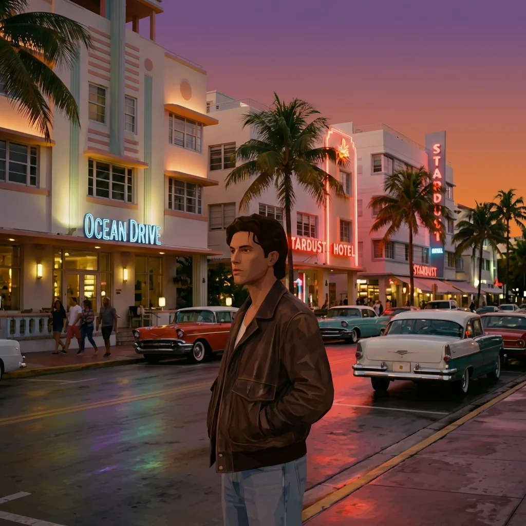 Output result for Vice City Nights: Transform Your Scene into GTA Vice City Aesthetic